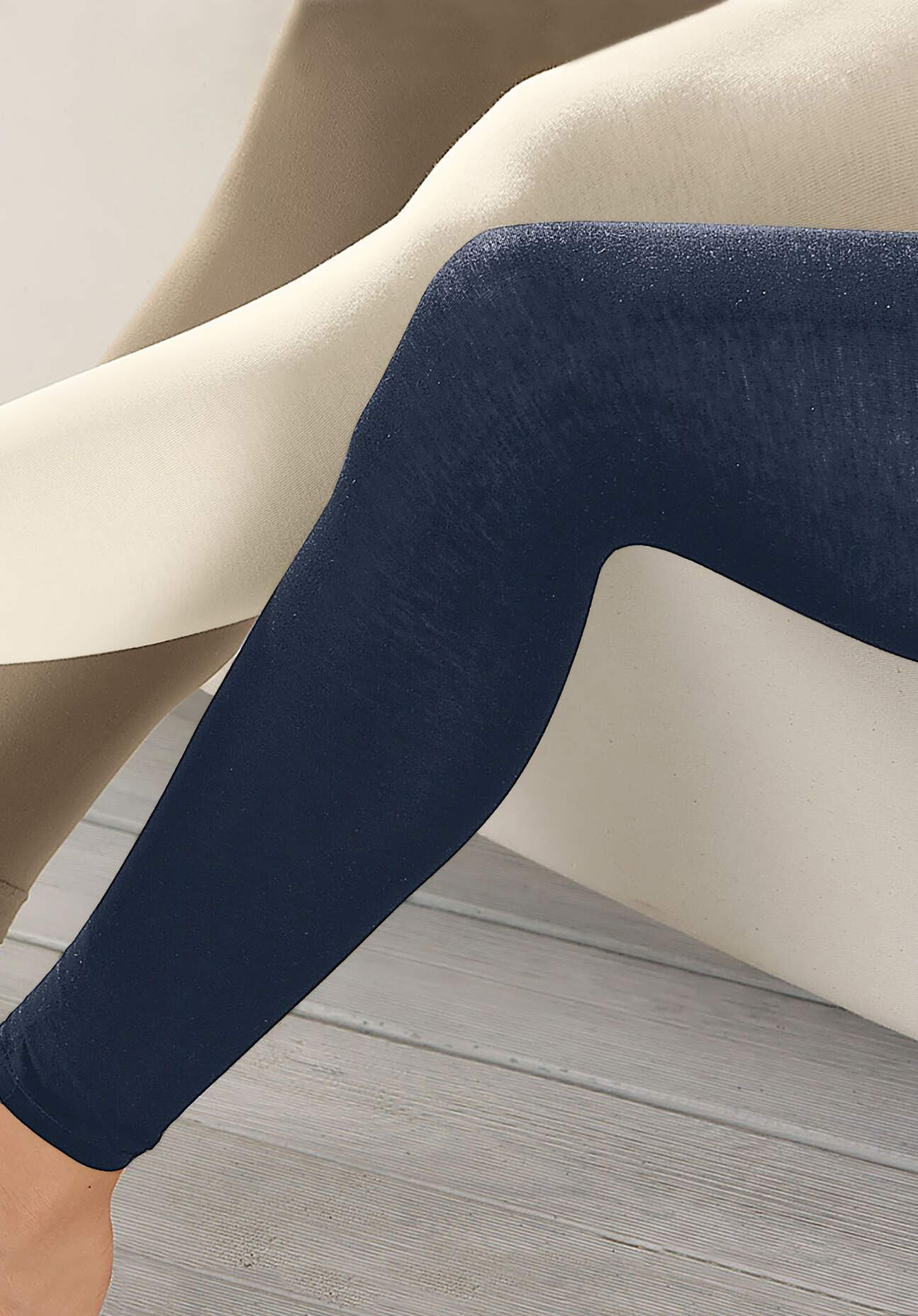 hessnatur Feinstrumpf-Leggings aus Bio-Baumwolle - blau Grösse36/38