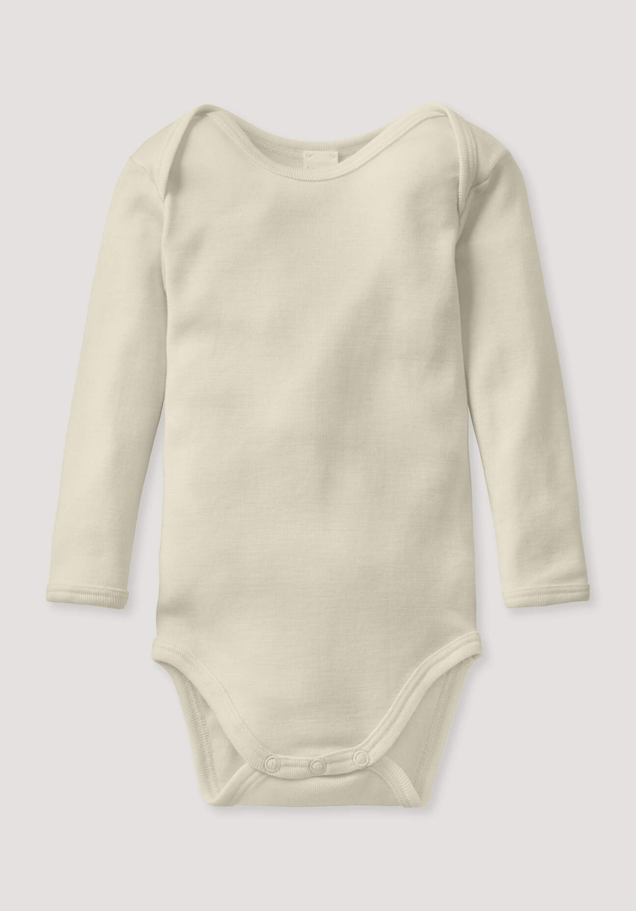 hessnatur Baby Langarmbody Slim aus Bio-Merinowolle mit Seide - naturfarben Grösse62/68