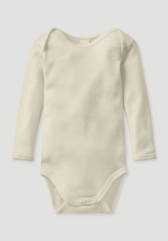 Long-sleeved bodysuit made of organic merino wool with silk