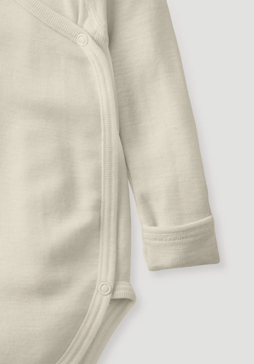 Wickelbody Langarm aus Bio-Merinowolle mit Seide - 1