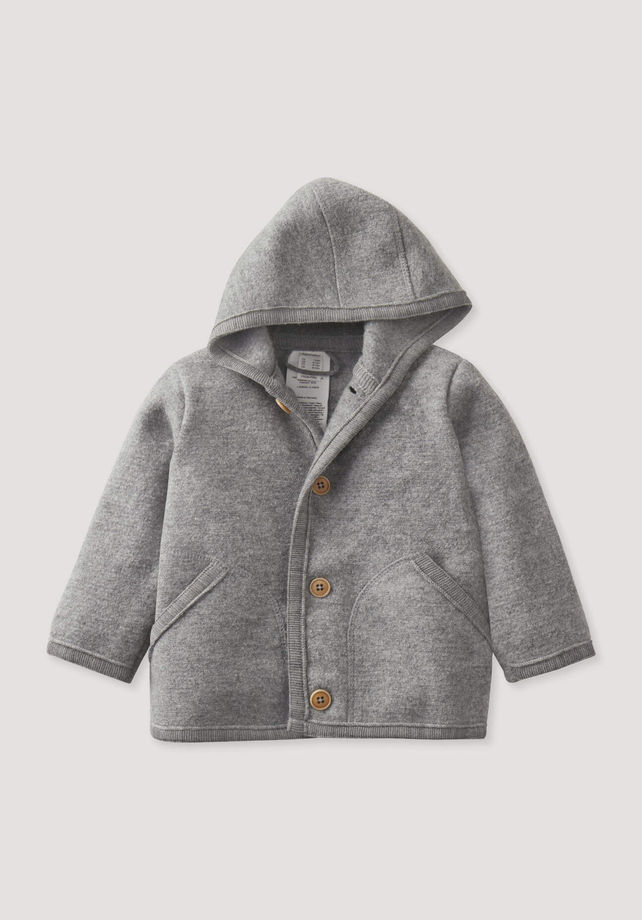 hessnatur Baby Wollwalk Jacke aus Bio-Merinowolle - grau Grösse62/68