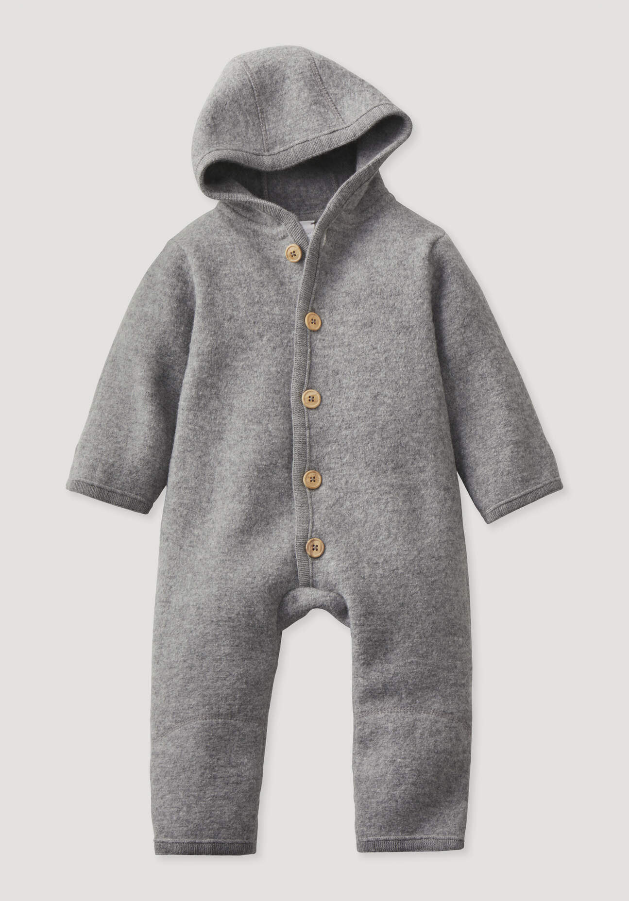 hessnatur Baby Wollwalk Overall aus Bio-Merinowolle - grau Grösse62/68