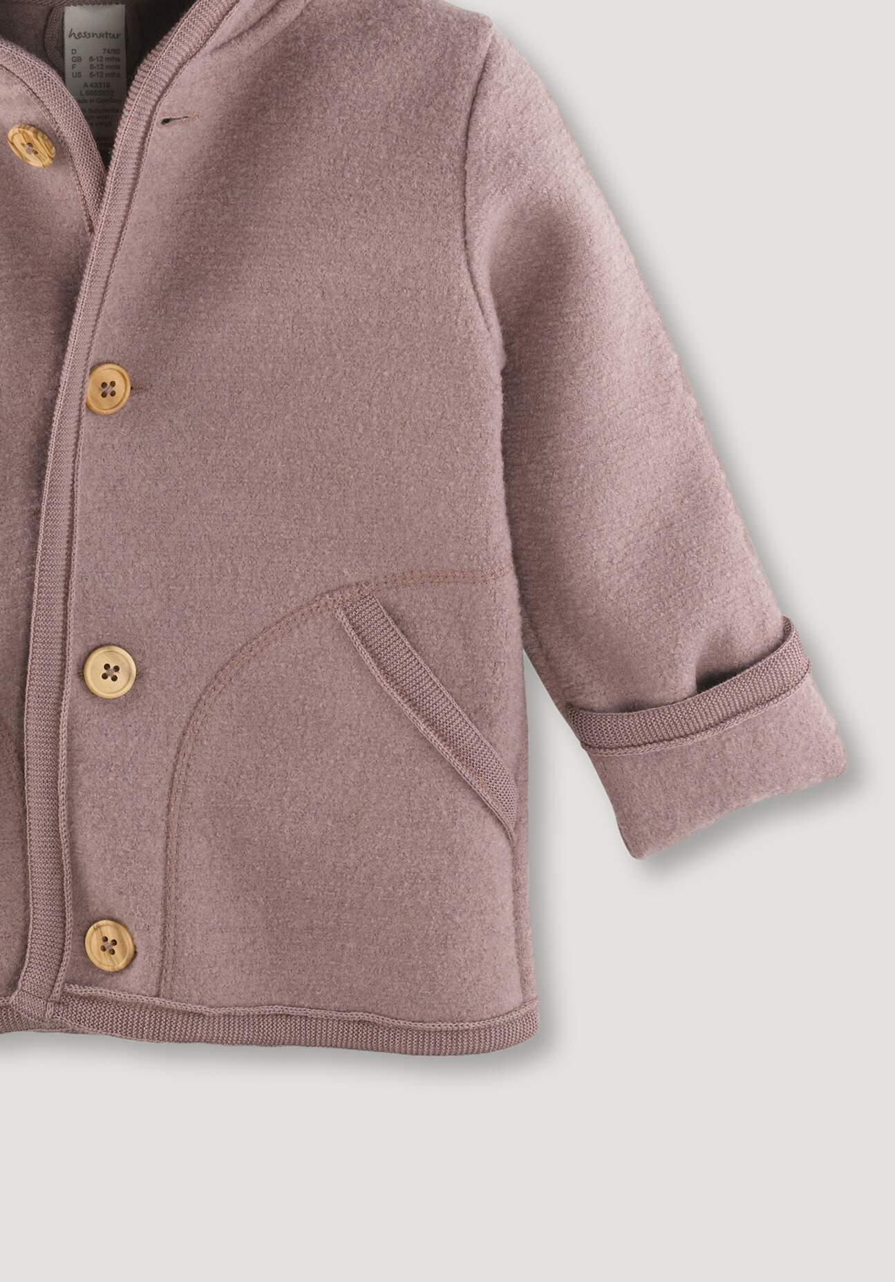Thumbnail - hessnatur Baby Wollwalk Jacke Regular aus Bio-Merinowolle - lila - Größe 86/92