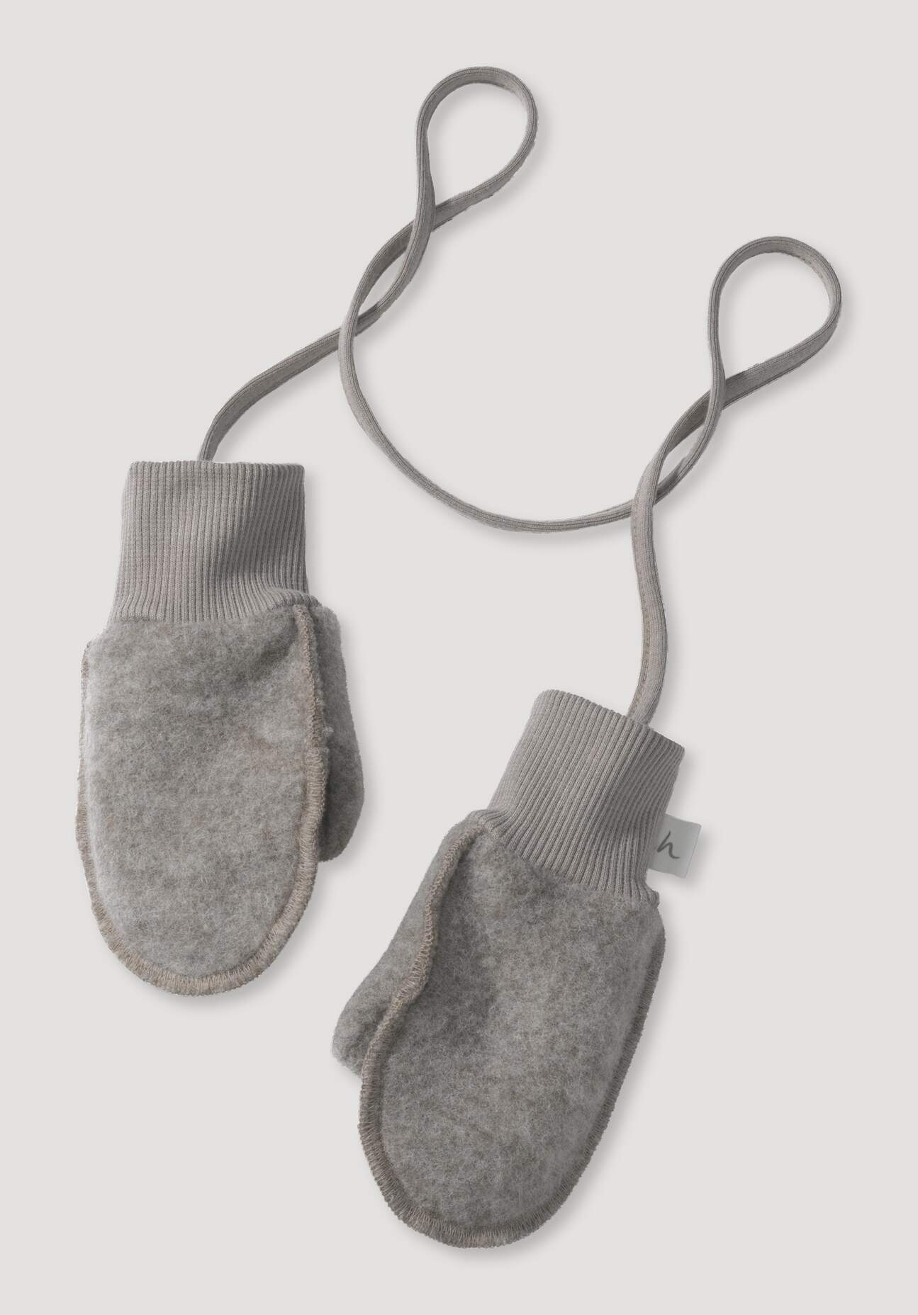 hessnatur Baby Wollfleece Fäustlinge aus Bio-Merinowolle - grau Größe 62/68