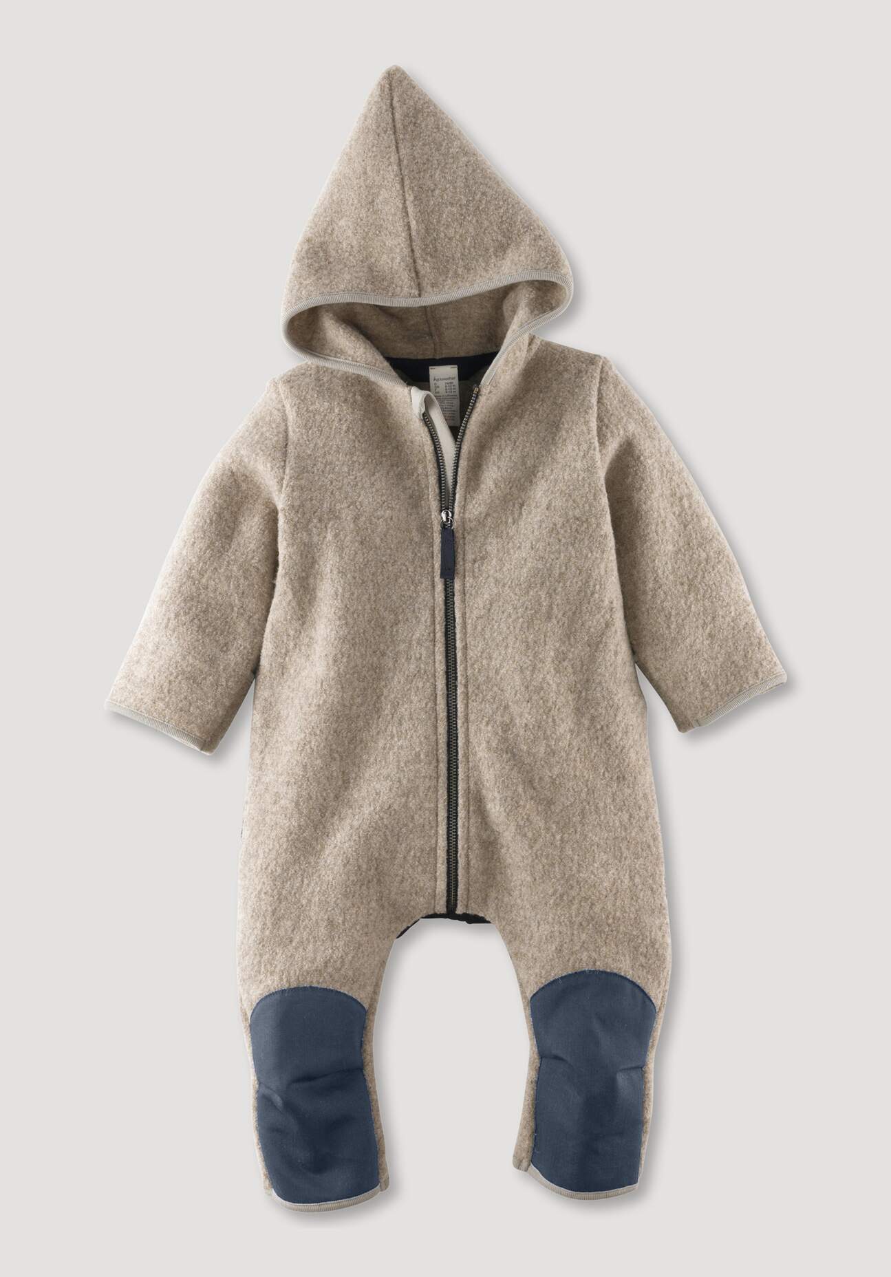 hessnatur Baby Wollwalk Overall aus Bio-Merinowolle mit Softshell - grau Grösse62/68