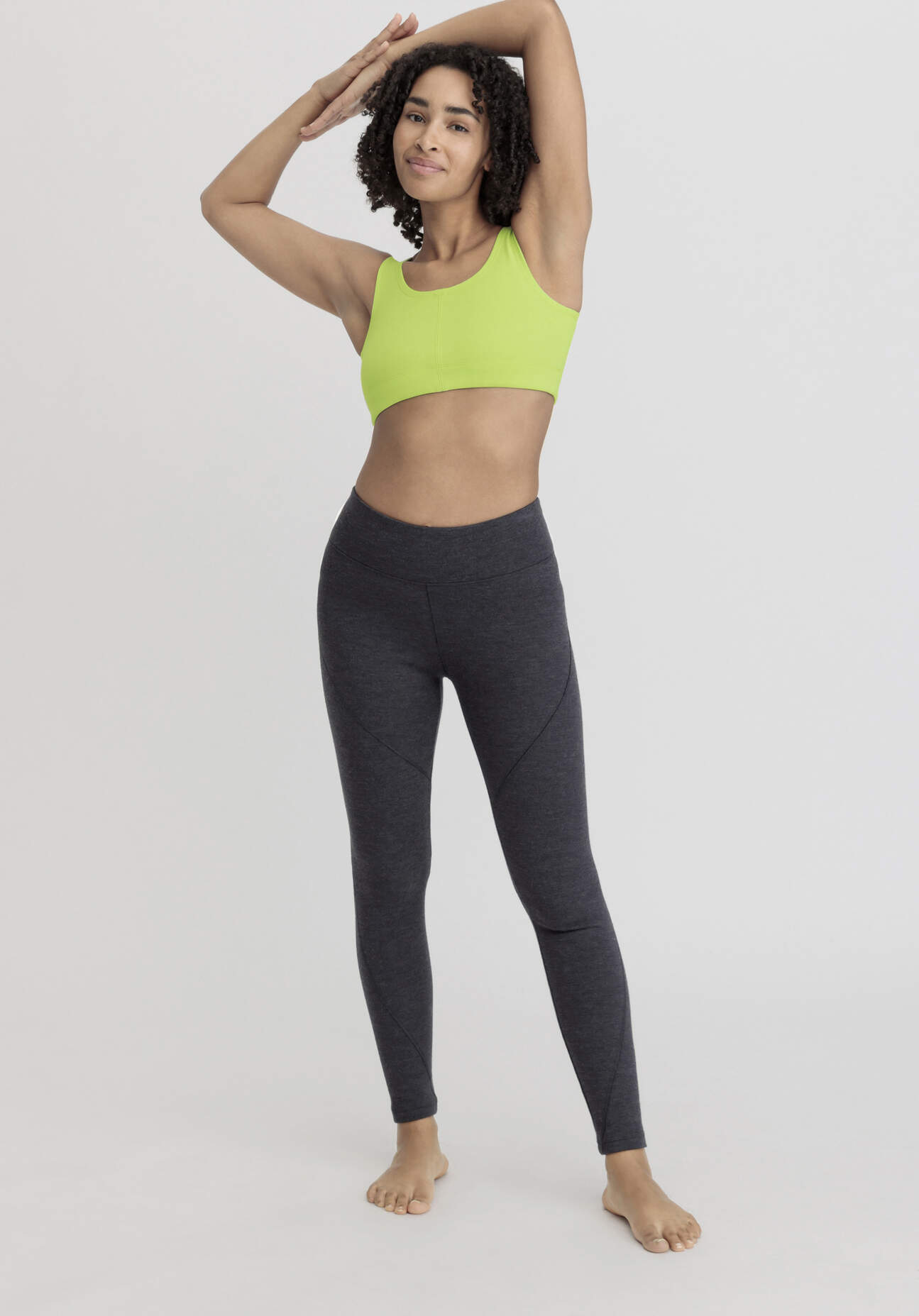 hessnatur Loungewear Leggings Fitted Medium Cut ACTIVE FUNCTIONAL aus Bio-Merinowolle mit Bio-Baumwolle - grau Grösse34