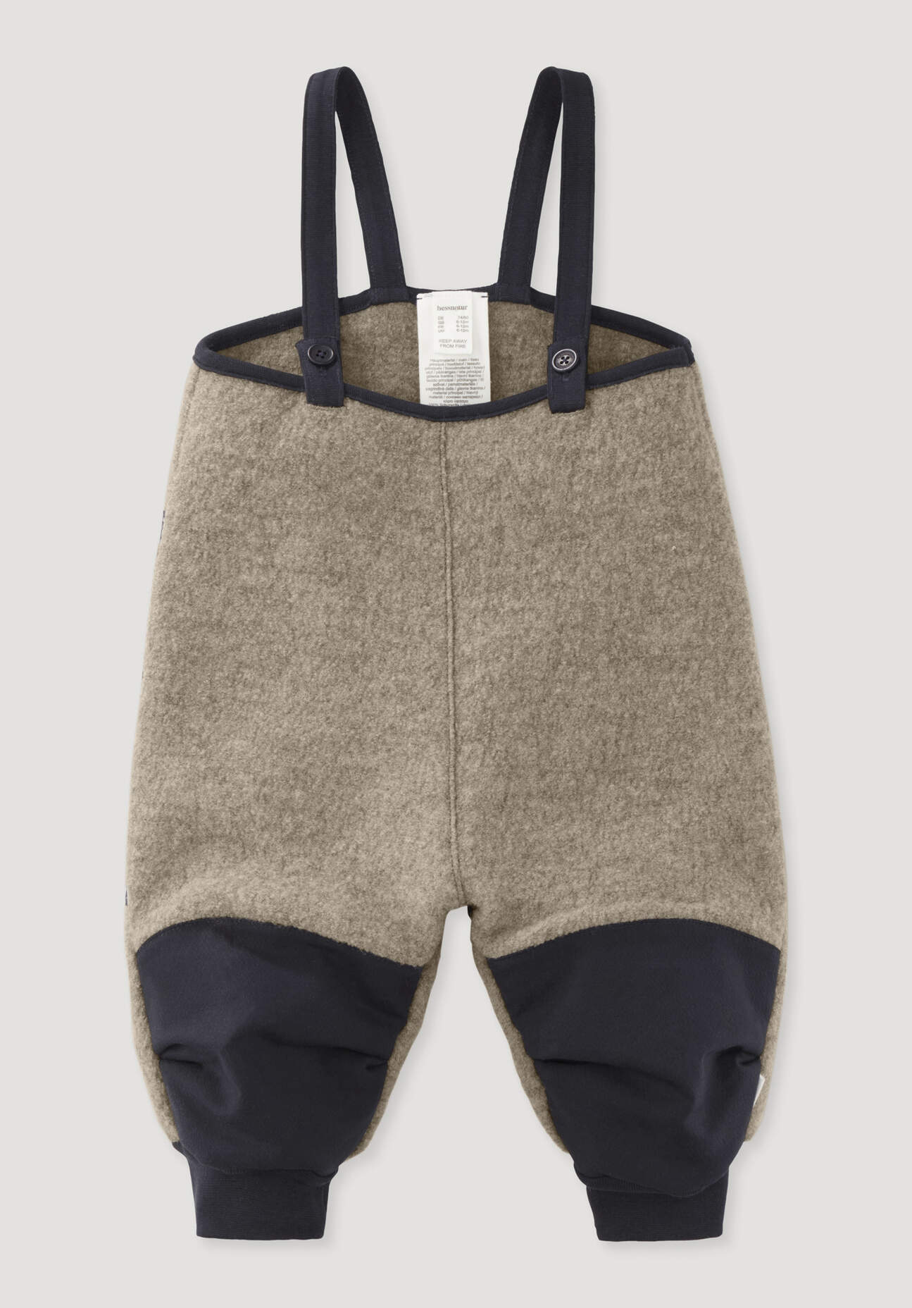 hessnatur Baby Walk Latzhose Relaxed aus Schurwolle - grau - Größe 98/104