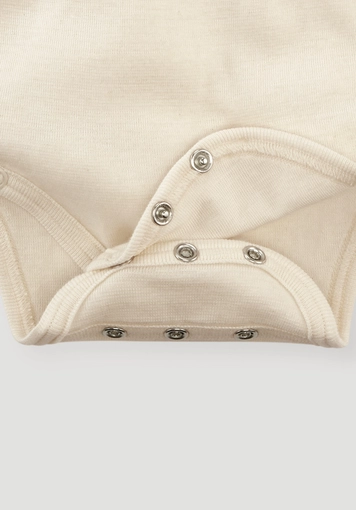 Wrap bodysuit made of organic cotton with organic merino wool and silk - 0