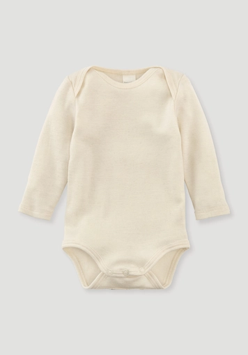 Long-sleeved bodysuit made of organic cotton with organic merino wool and silk