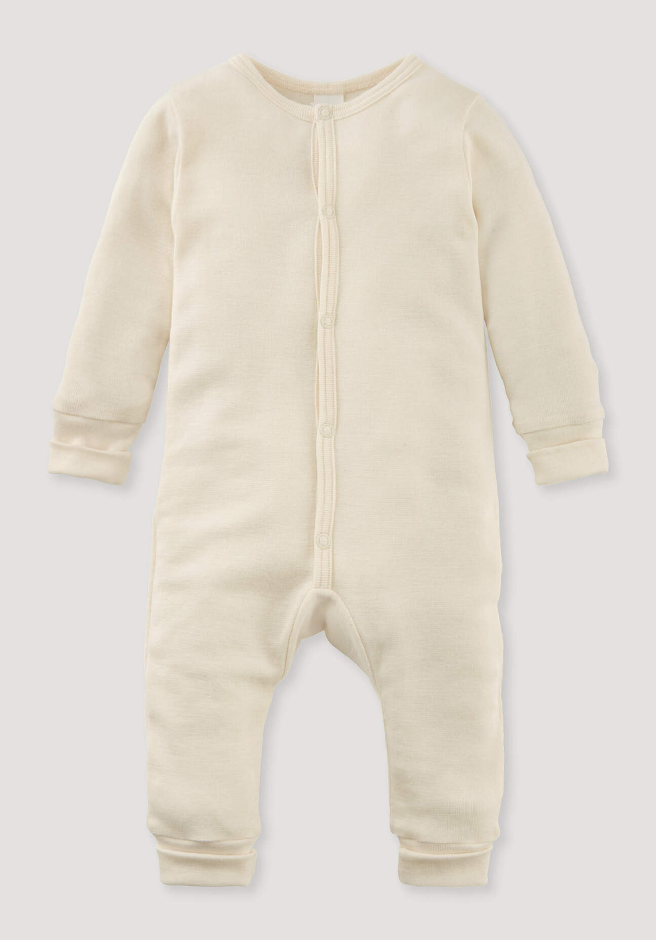 hessnatur Baby Schlafoverall aus Bio-Baumwolle mit Bio-Merinowolle und Seide - naturfarben Grösse62/68
