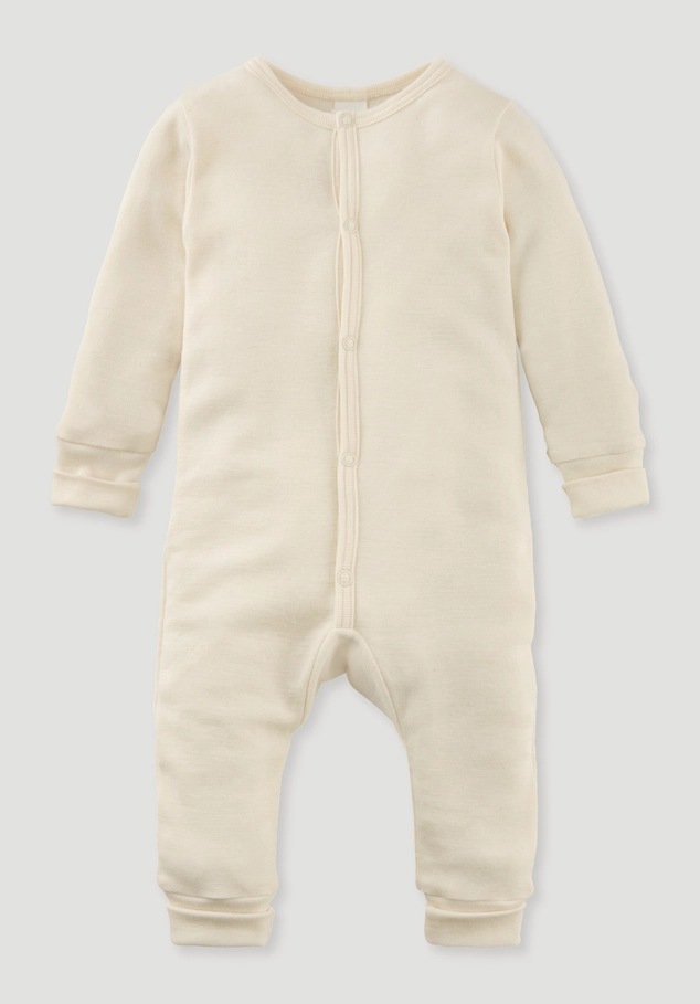 Organic cotton sleepsuit with organic merino wool and silk