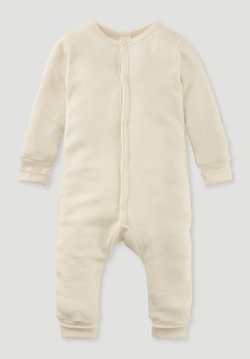 Organic cotton sleepsuit with organic merino wool and silk