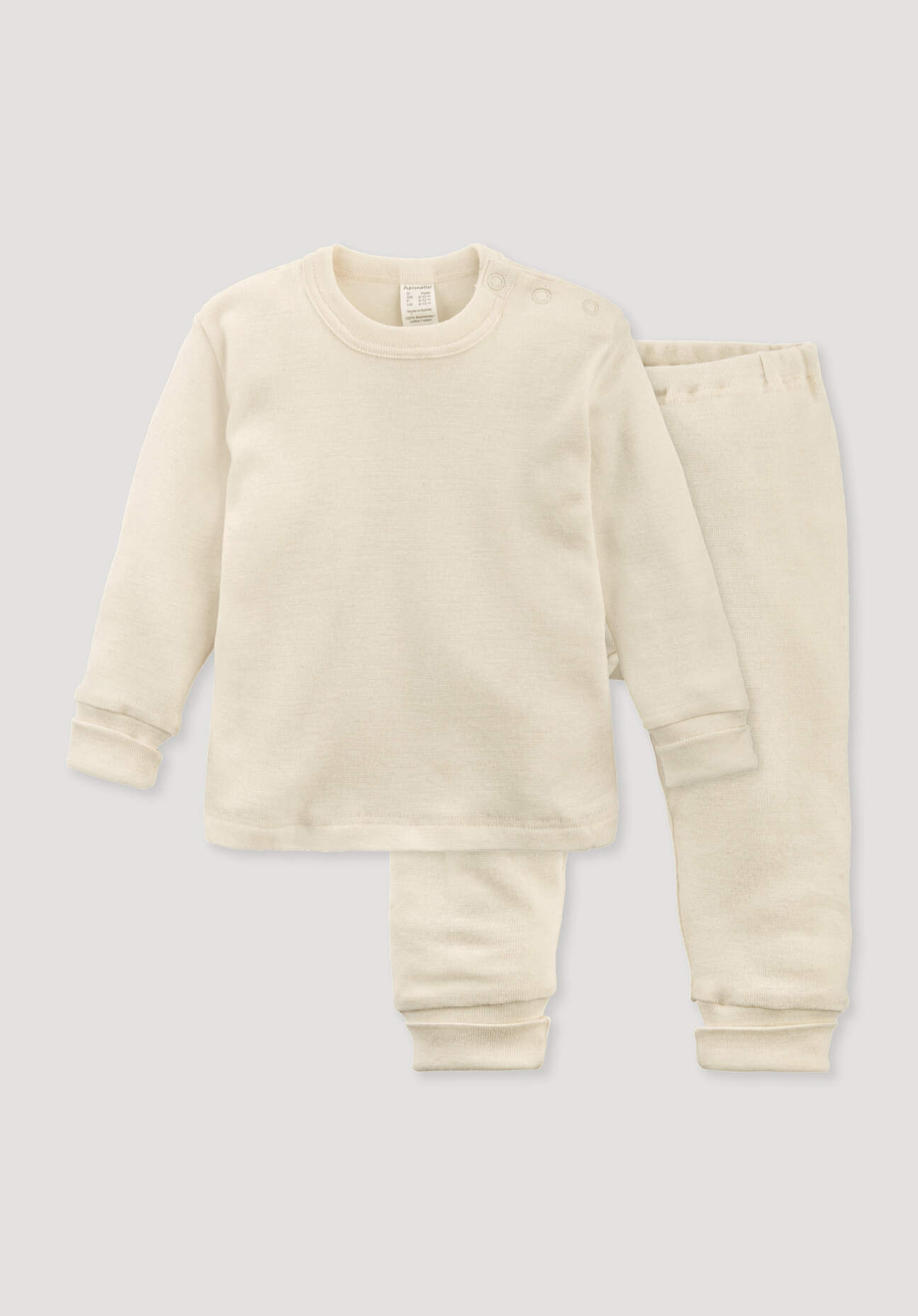 Thumbnail - hessnatur Baby Pyjama aus Bio-Baumwolle mit Bio-Merinowolle und Seide - natur - Größe 86/92
