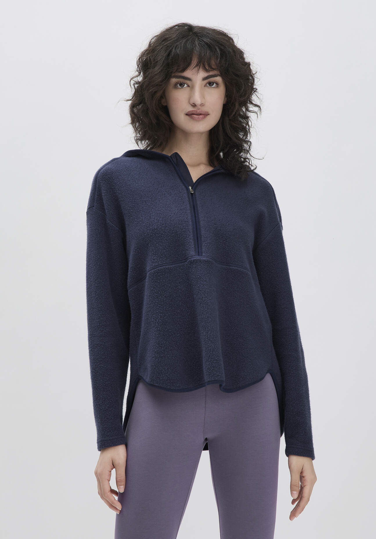 hessnatur Loungewear Fleece Hoodie Relaxed ACTIVE LIGHT aus Bio-Baumwolle - blau Größe S