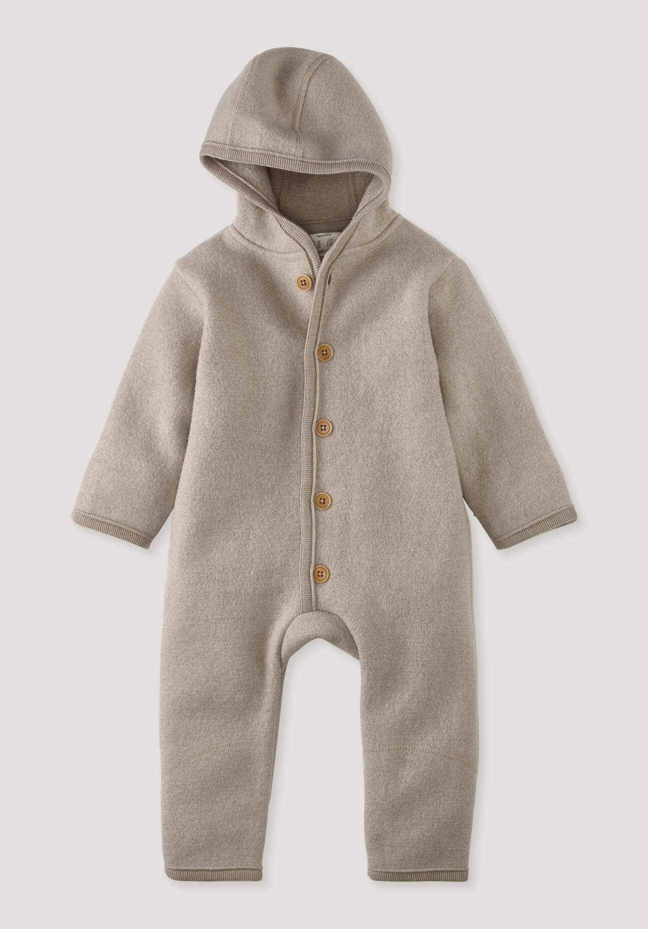 hessnatur Baby Wollwalk Overall aus Bio-Merinowolle - beige Größe 74/80