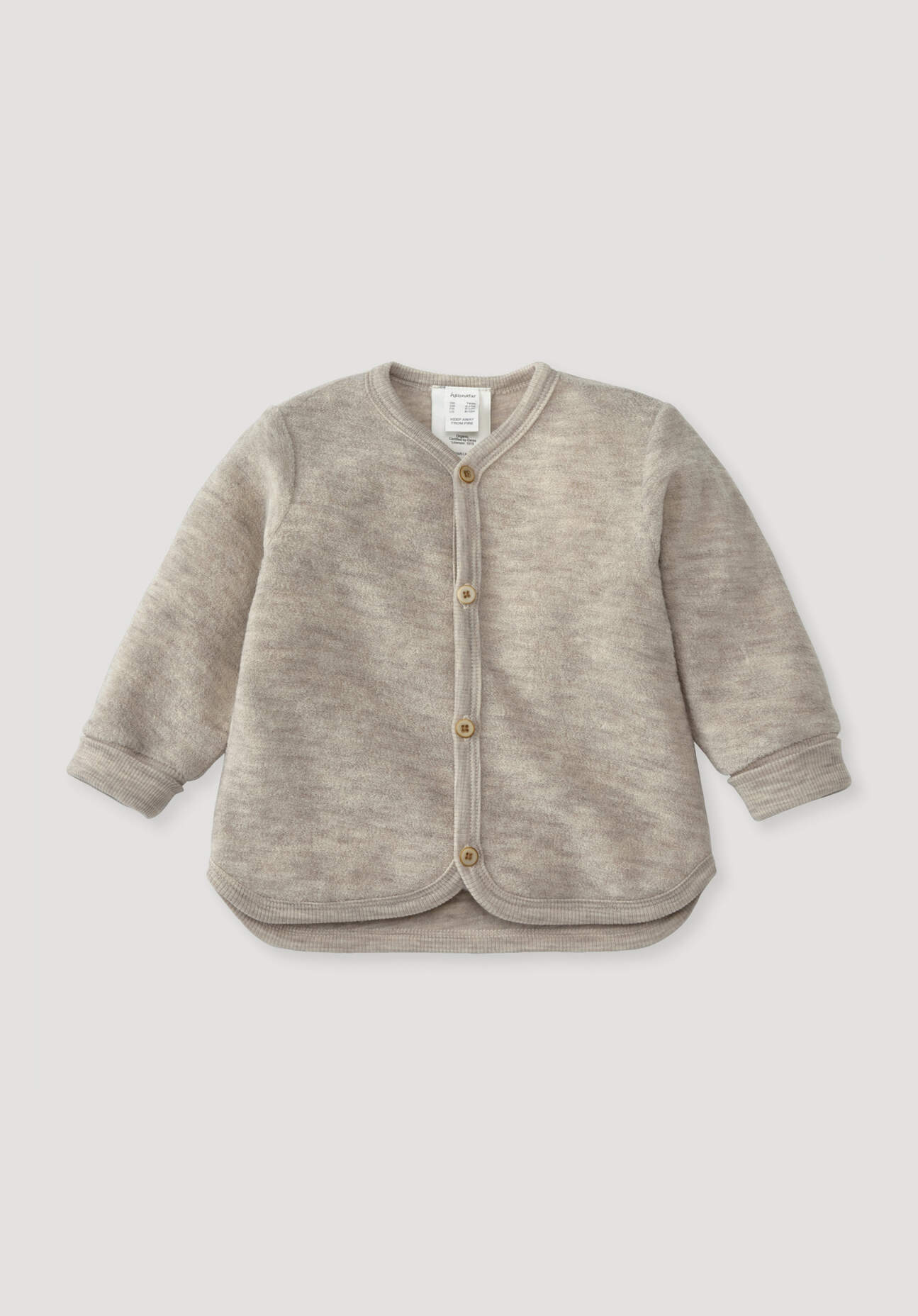 hessnatur Baby Wollfrottee Jacke aus Bio-Merinowolle - beige Größe 86/92