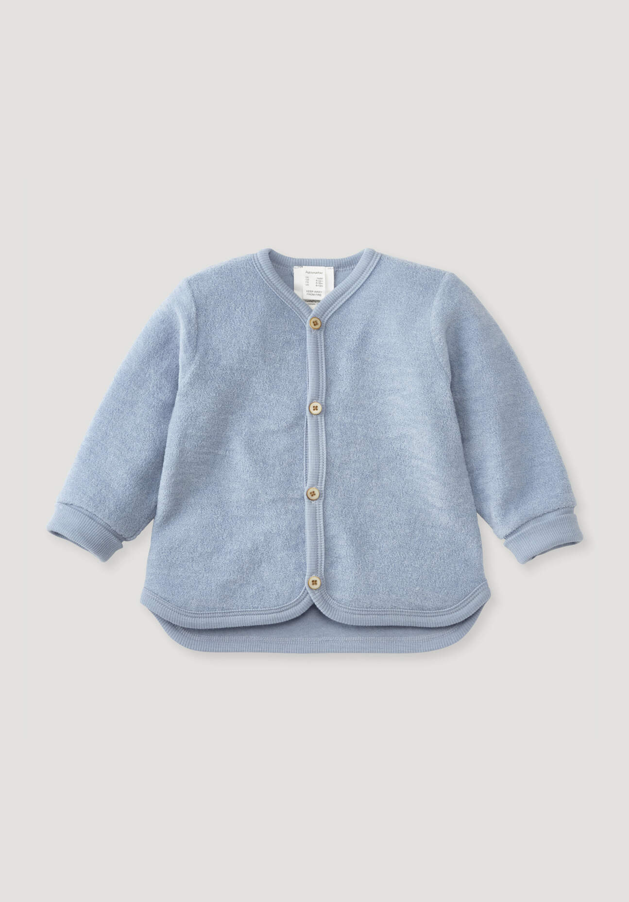 hessnatur Baby Wollfrottee Jacke aus Bio-Merinowolle - blau Größe 98/104