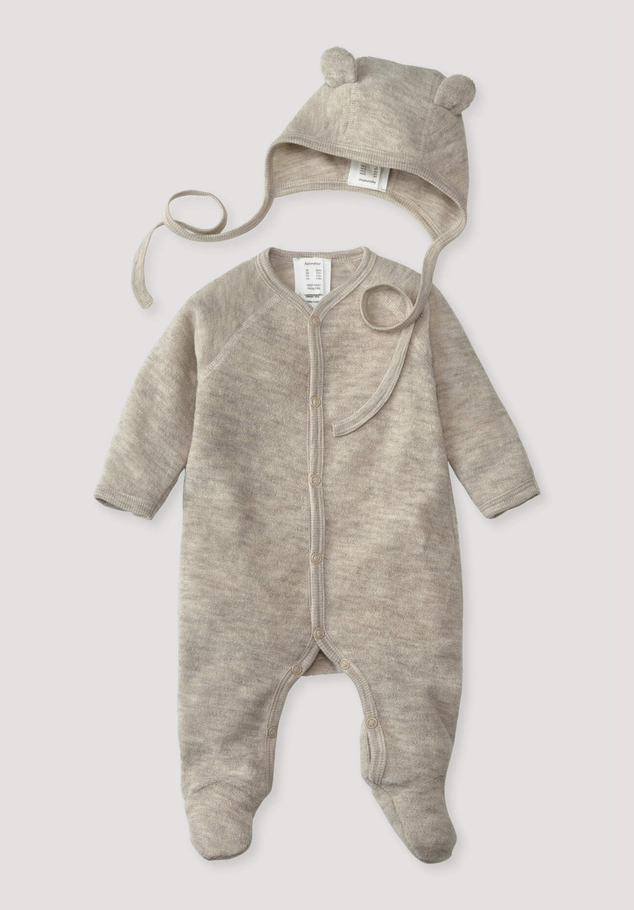 hessnatur Baby Erstlingsausstattung Wollfrottee aus Bio-Merinowolle - beige Größe 50/56