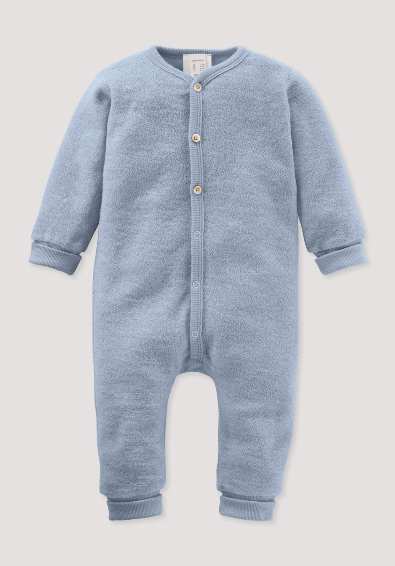 hessnatur Baby Wollfrottee Overall aus Bio-Merinowolle - blau Größe 86/92