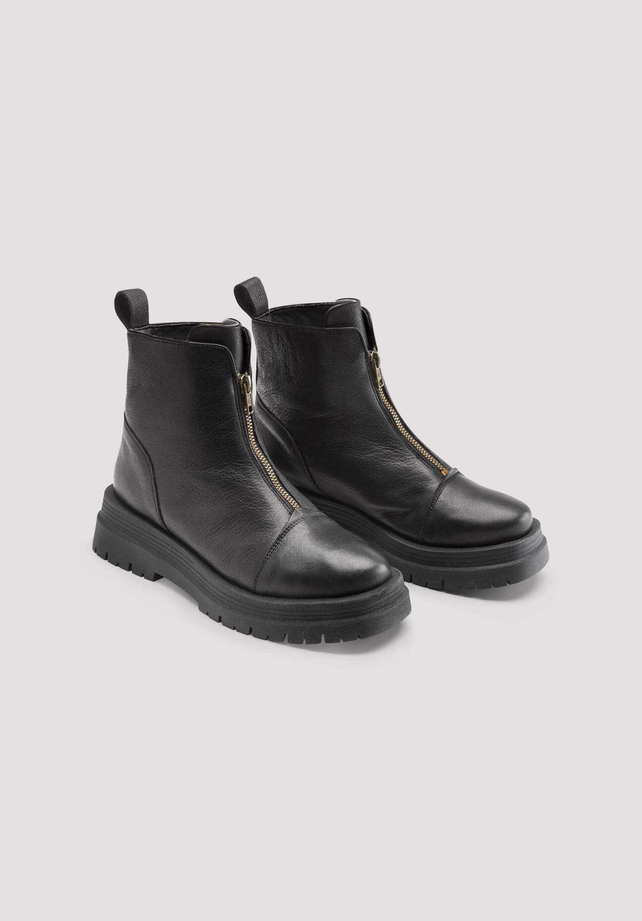 Thumbnail - hessnatur Damen Stiefelette mit Zipper aus chromfrei gegerbtem Leder - schwarz - Größe 36