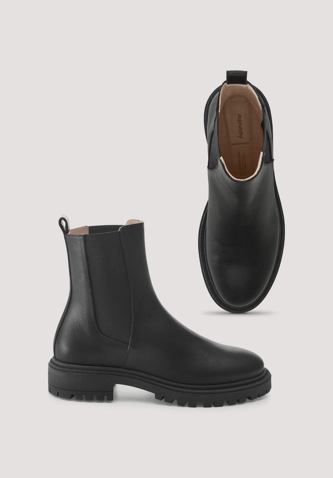 hessnatur Damen Chelsea Boots aus chromfrei gegerbtem Glatt-Leder - schwarz Grösse36