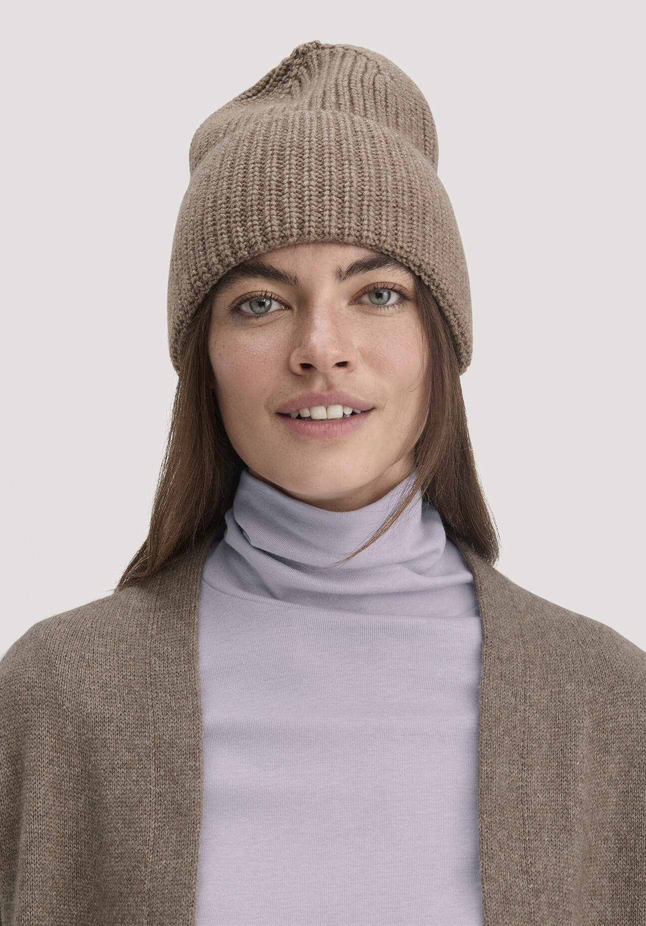 hessnatur Damen Mütze aus Bio-Merinowolle mit Bio-Baumwolle - braun Größe One Size