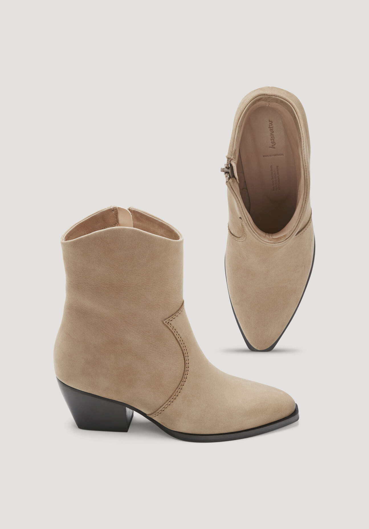 Thumbnail - hessnatur Damen Ankle Boots Western aus chromfrei gegerbtem Nubuk-Leder - braun - Größe 39