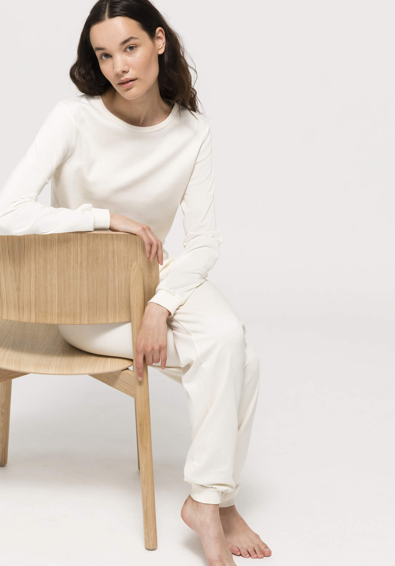 hessnatur Damen Pyjama PURE NATURE aus Bio-Baumwolle - naturfarben Grösse42