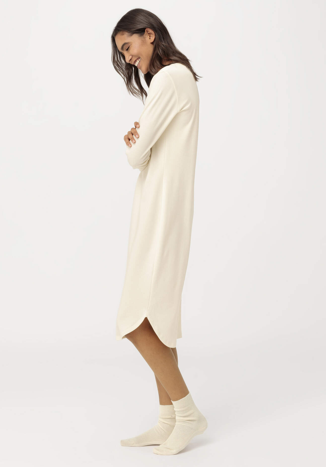 hessnatur Damen Nachthemd PURE COTTON aus Bio-Baumwolle - naturfarben Grösse34
