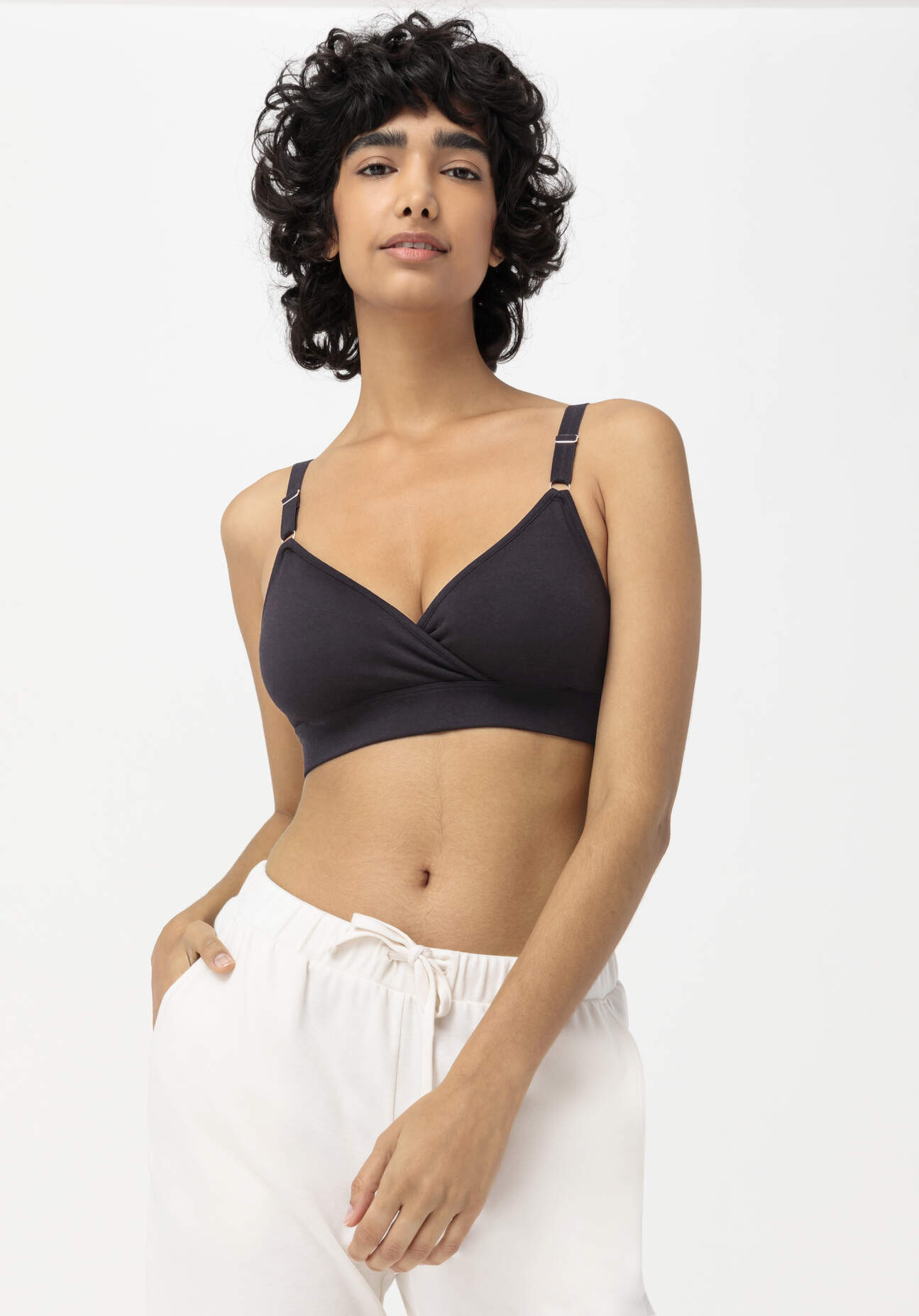 hessnatur Damen Still-Bustier bügelllos COTTON FEELING aus Bio-Baumwolle - schwarz Größe S