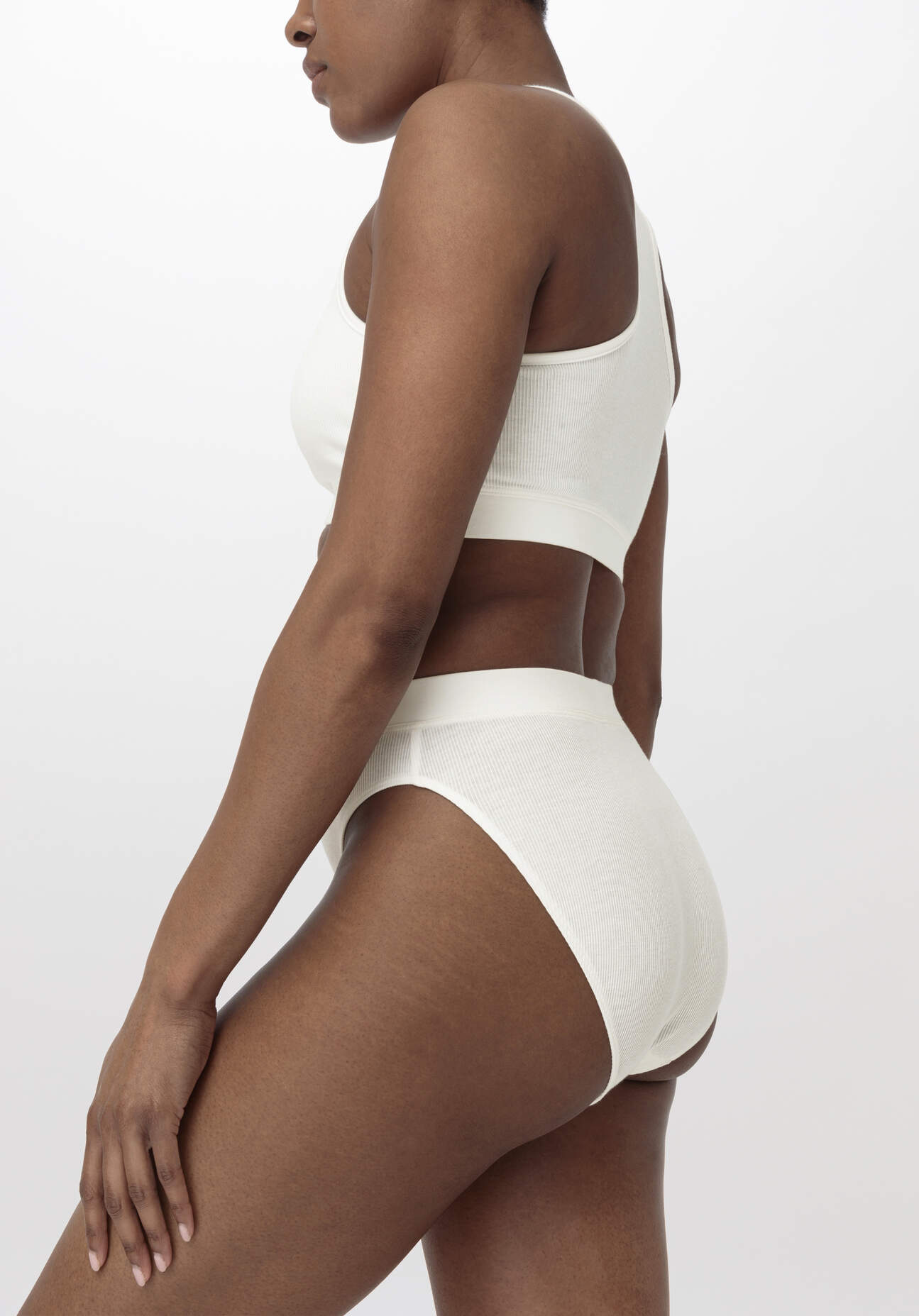 hessnatur Damen Midislip High Waist SOFT RIB aus Bio-Baumwolle - weiß Grösse36