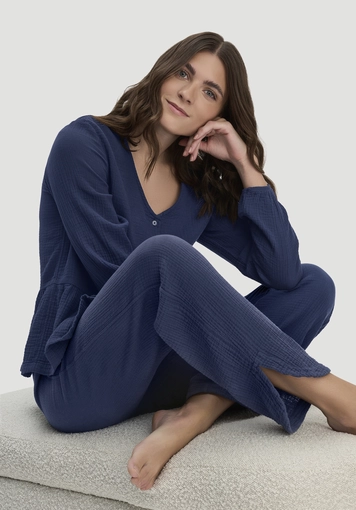 Musselin Schlafhose Regular PURE COMFORT aus reiner Bio-Baumwolle - 1
