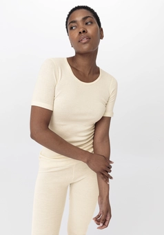 SILK & WARM TOUCH T-shirt with organic merino wool and silk