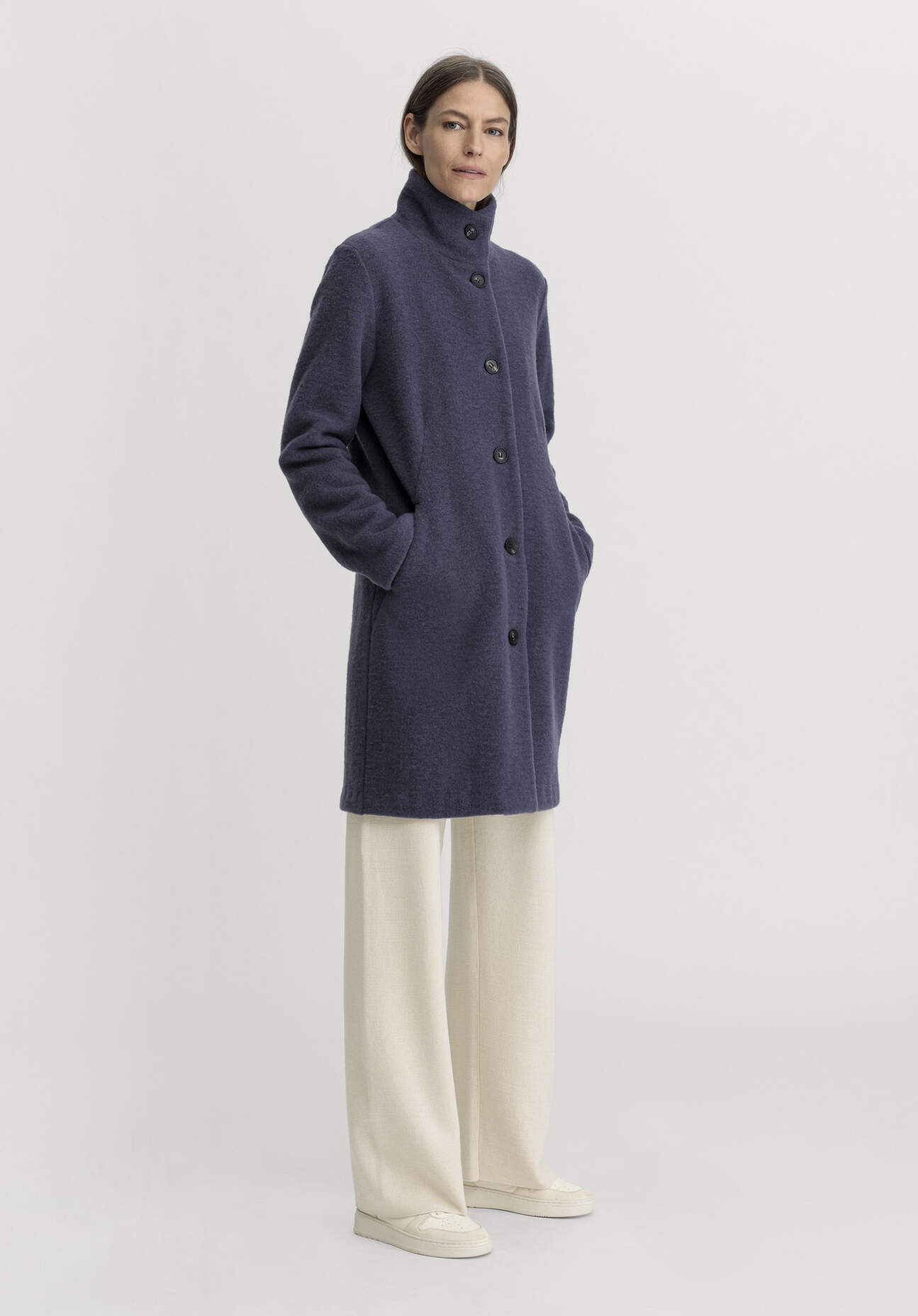 hessnatur Damen Wollfleece Mantel Regular aus Bio-Merinowolle - lila Größe 40