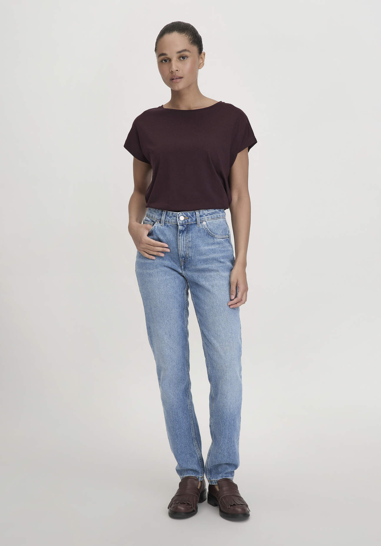 hessnatur Damen Jeans HANNA Mom High Rise aus Bio-Denim - blau Größe 25/30