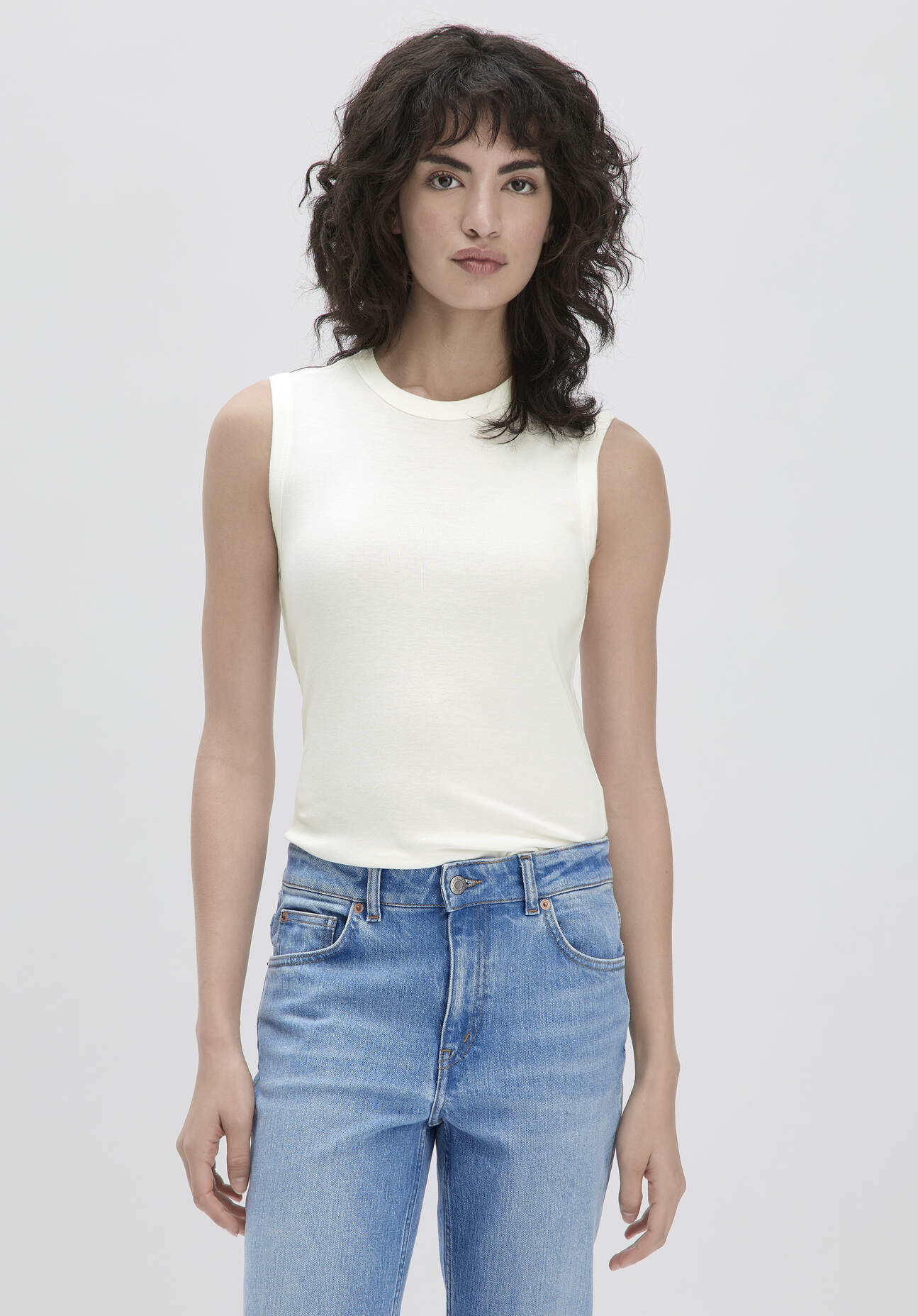 Thumbnail - hessnatur Damen Softrib Top Fitted aus Bio-Baumwolle und TENCEL™ Modal - weiß - Größe 44