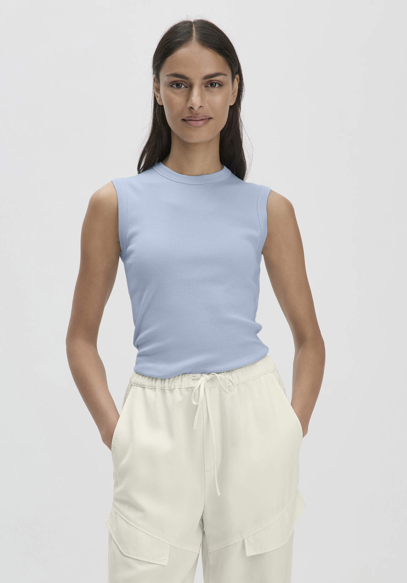 hessnatur Damen Softrib Top Fitted aus Bio-Baumwolle und TENCEL™ Modal - blau Grösse42