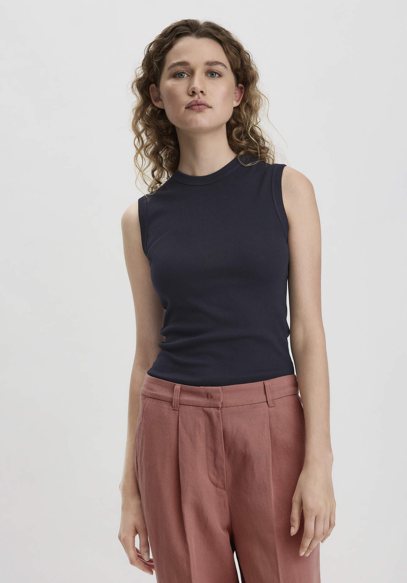 hessnatur Damen Softrib Top Fitted aus Bio-Baumwolle und TENCEL™ Modal - blau Größe 38