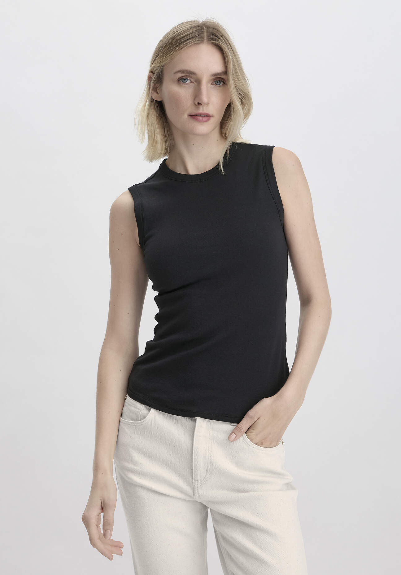 Thumbnail - hessnatur Damen Softrib Top Fitted aus Bio-Baumwolle und TENCEL™ Modal - schwarz - Größe 38
