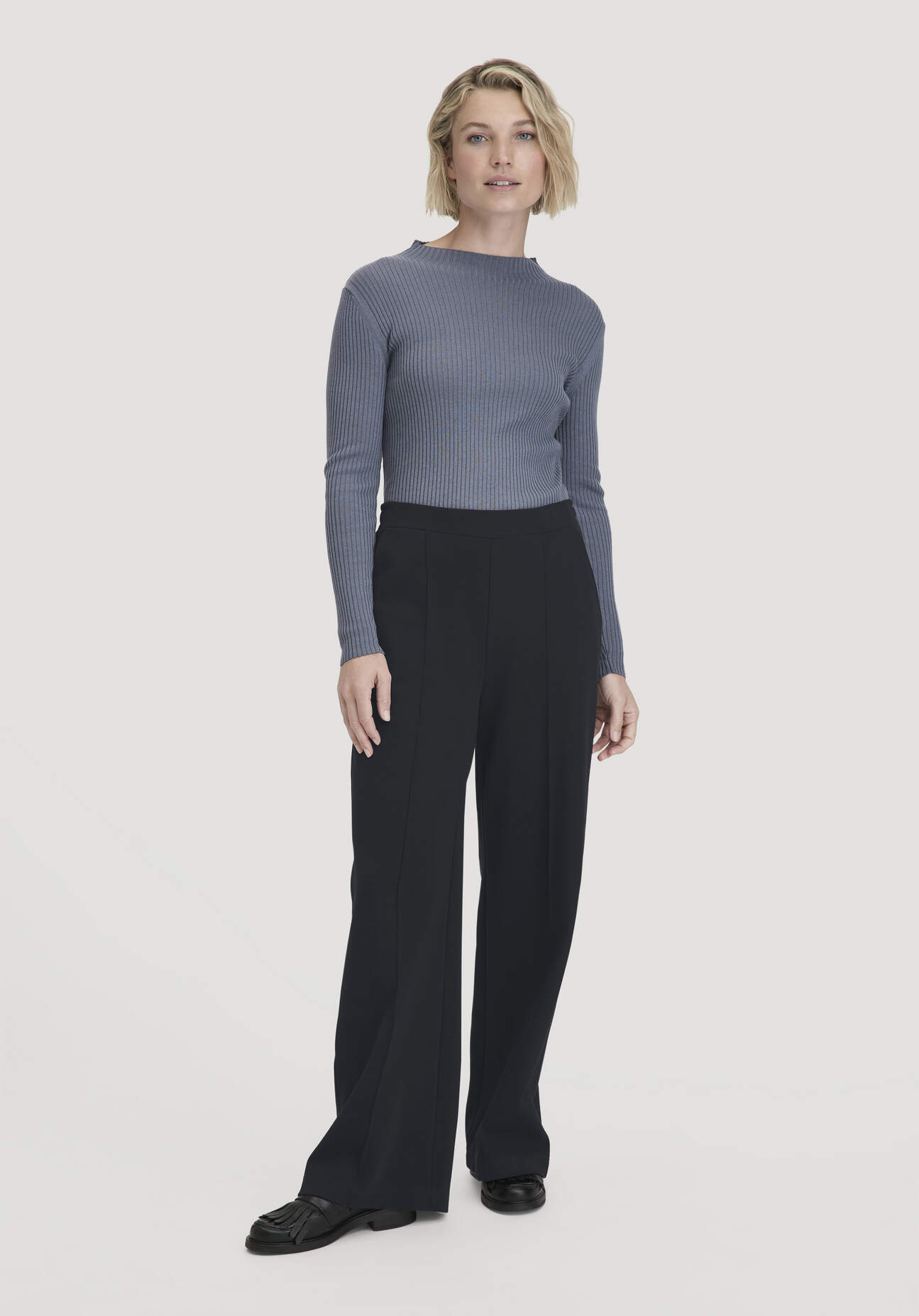 Thumbnail - hessnatur Damen Jersey Hose Wide Leg Relaxed aus Bio-Baumwolle - schwarz - Größe 38