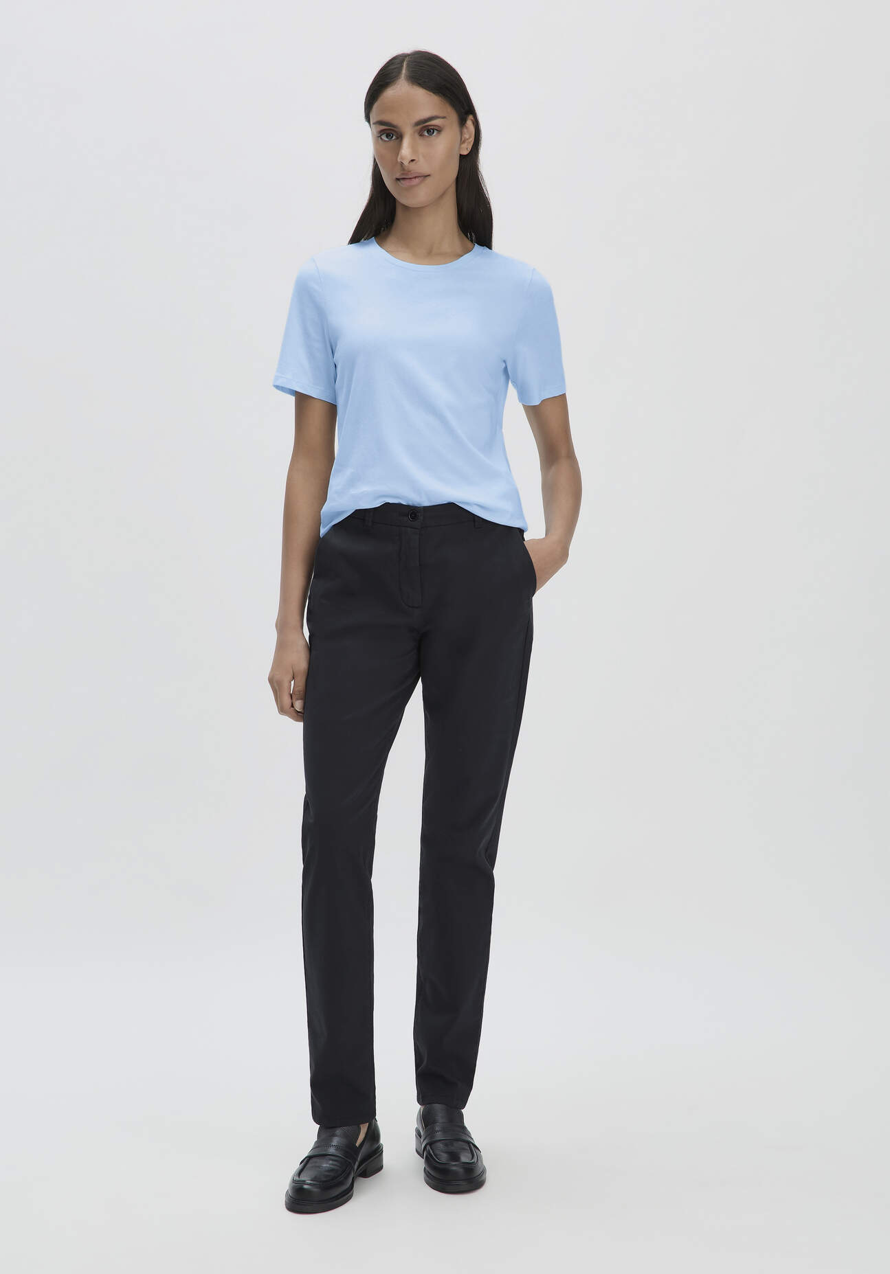 hessnatur Damen Chino Straight Leg Regular aus Bio-Baumwolle - schwarz Grösse34