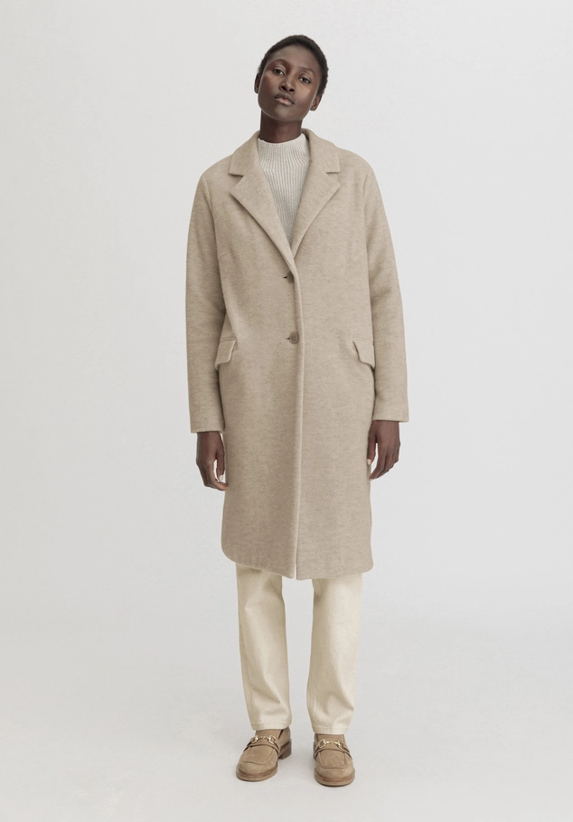 hessnatur, Wool fleece coat regular made from organic merino wool with organic cotton