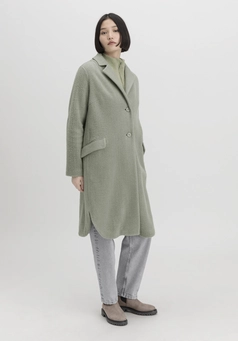 Wool fleece coat regular made from organic merino wool with organic cotton