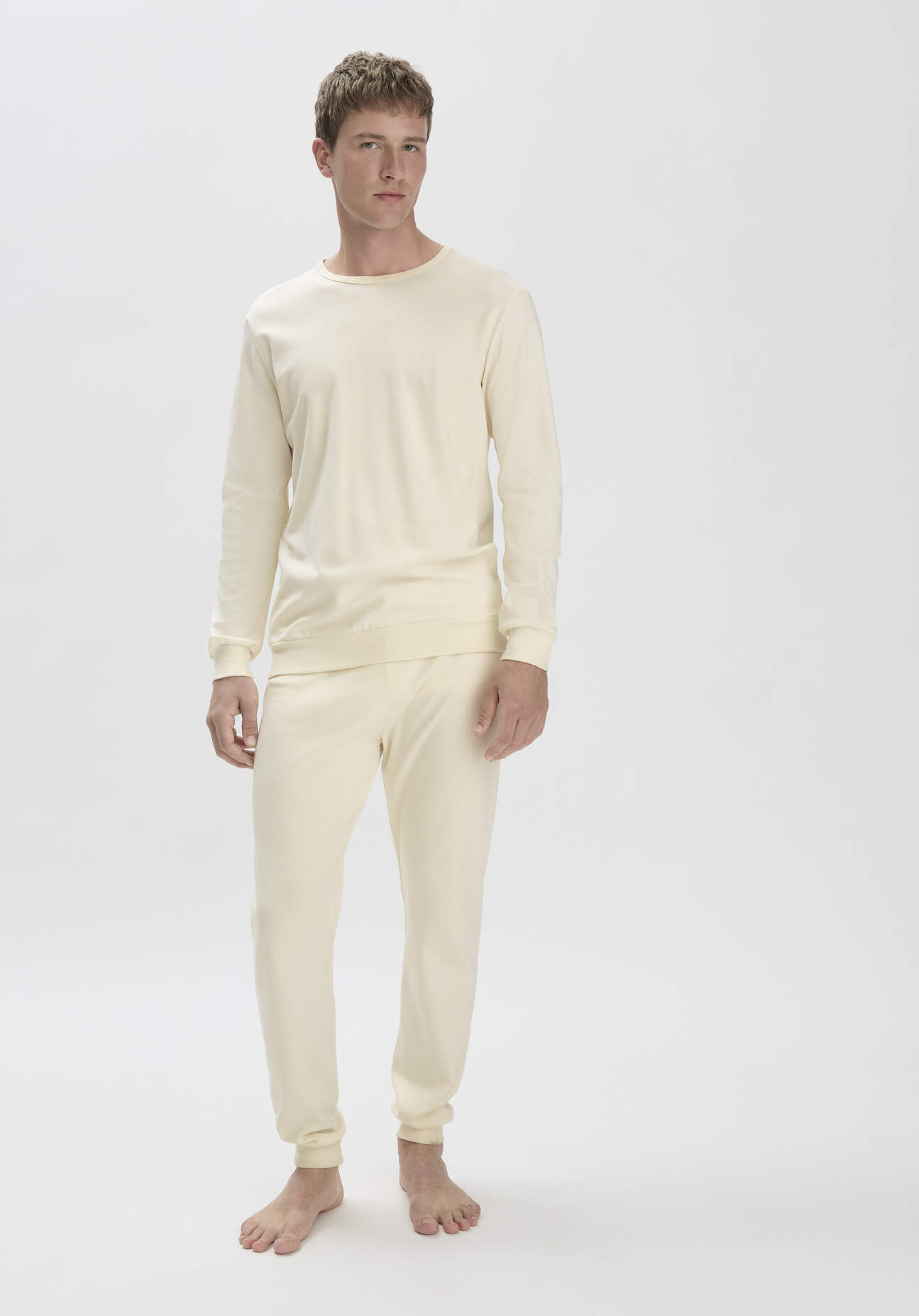 hessnatur Herren Pyjama PURE NATURE aus Bio-Baumwolle - naturfarben Grösse54