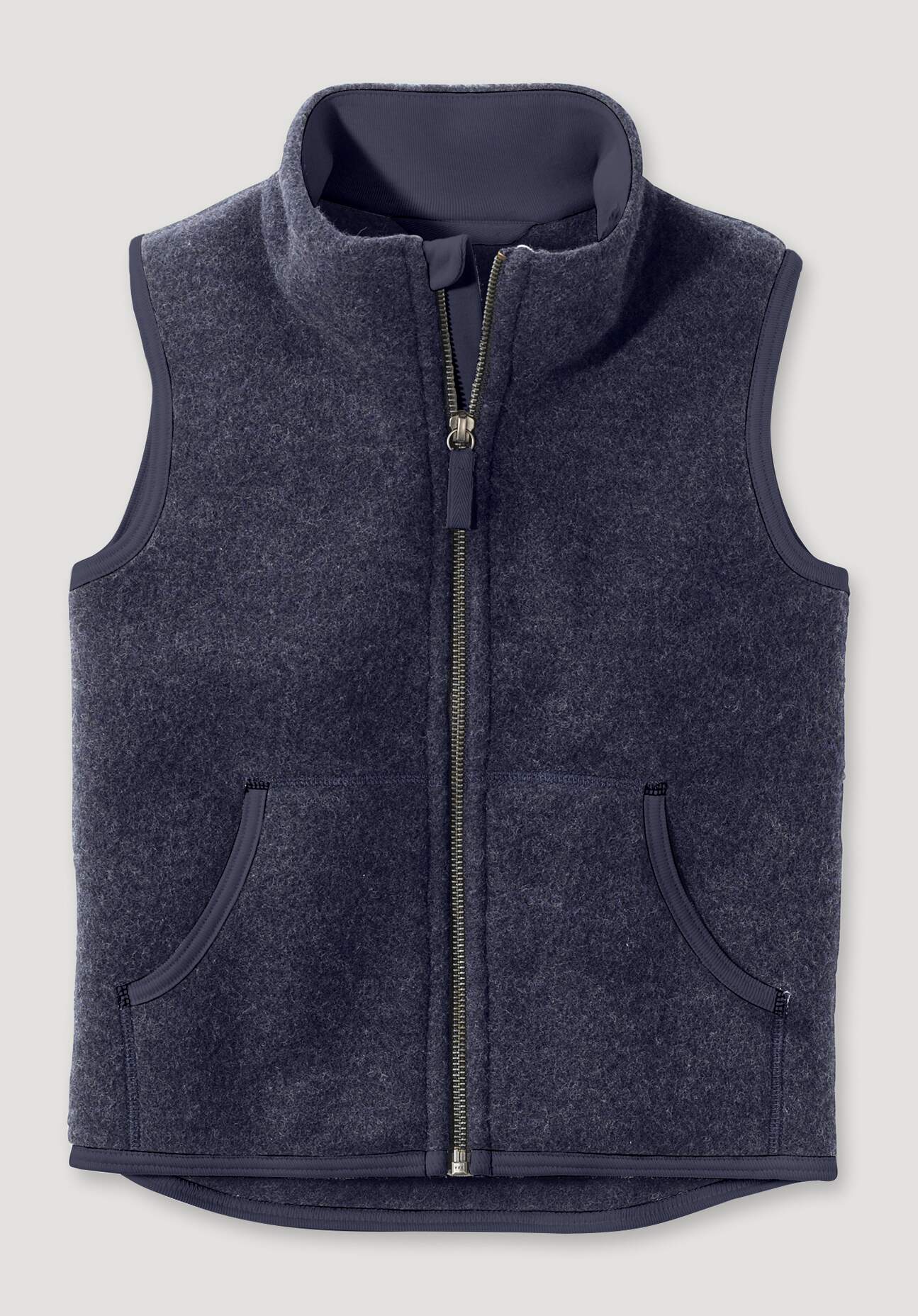 hessnatur Kinder Wollfleece Weste Regular aus Bio-Merinowolle - blau Größe 146/152