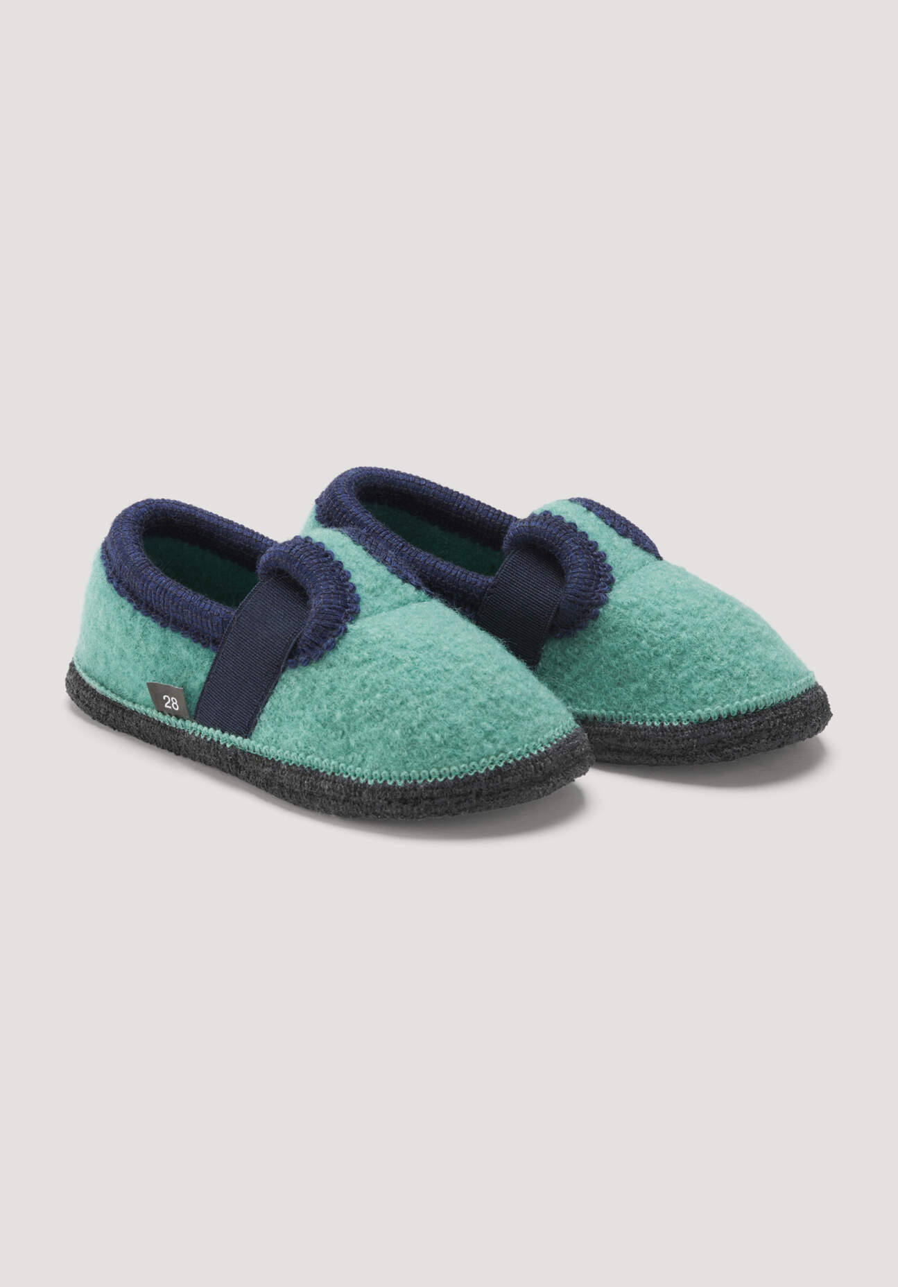 hessnatur Kinderschuhe Hausschuhe aus Schurwolle - blau - Größe 30