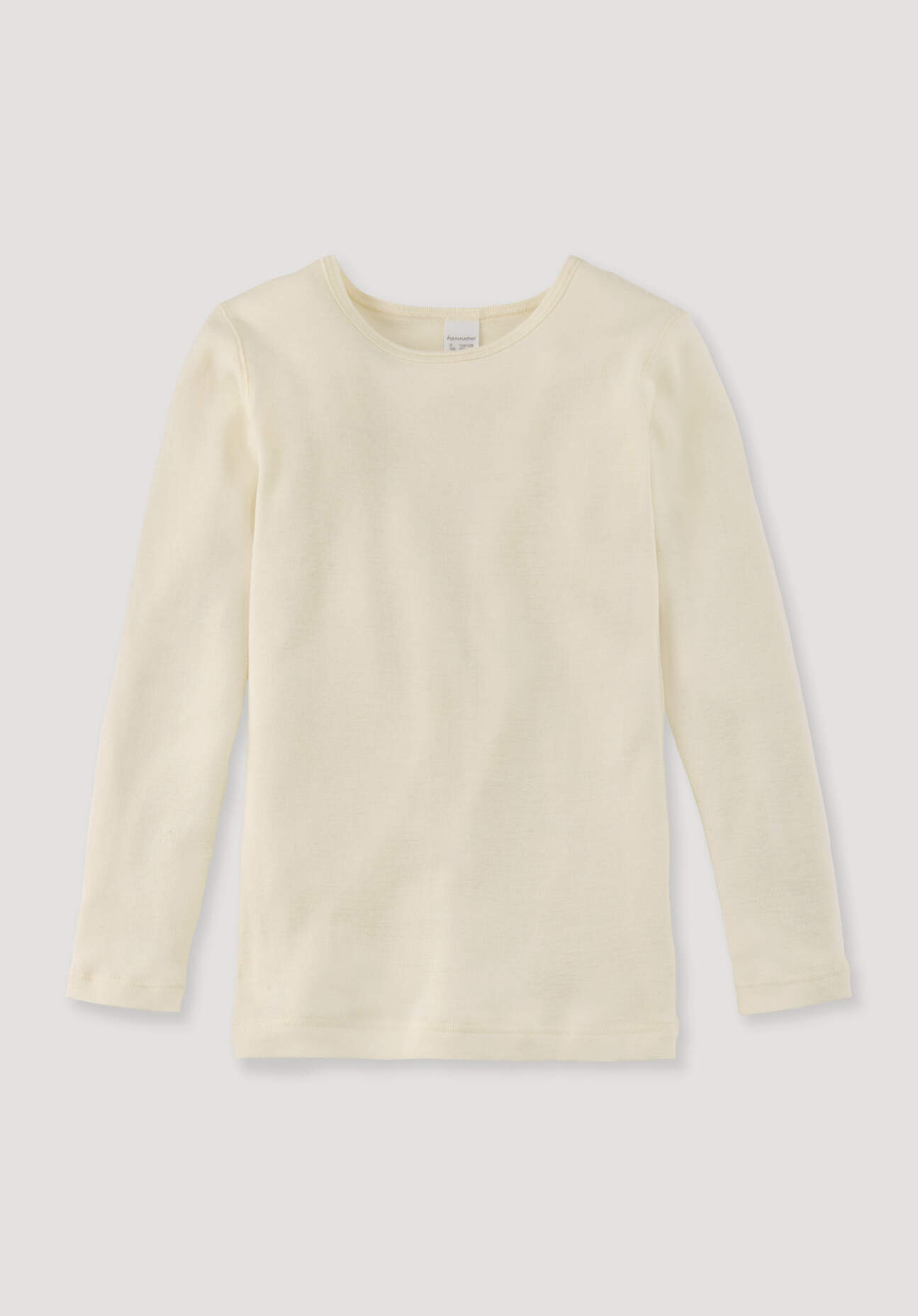 hessnatur Kinder Langarmshirt aus Bio-Baumwolle mit Bio-Merinowolle und Seide - naturfarben Grösse134/140