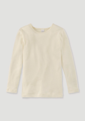 Langarmshirt aus Bio-Baumwolle mit Bio-Merinowolle und Seide