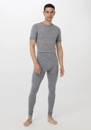 Regular leggings made from organic cotton with organic merino wool and silk - 0