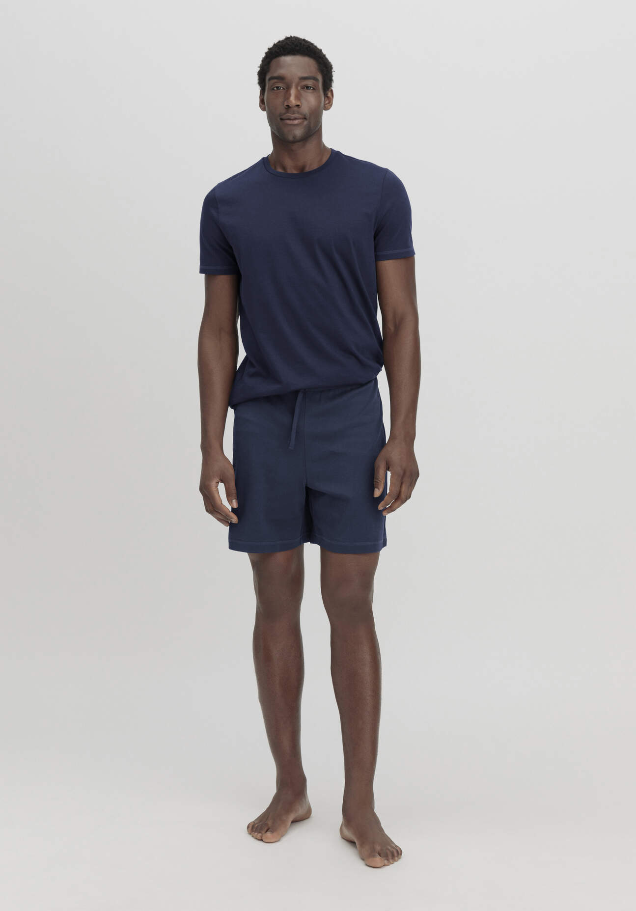 hessnatur Herren Schlaf Shorts Relaxed aus Bio-Baumwolle - blau Grösse46